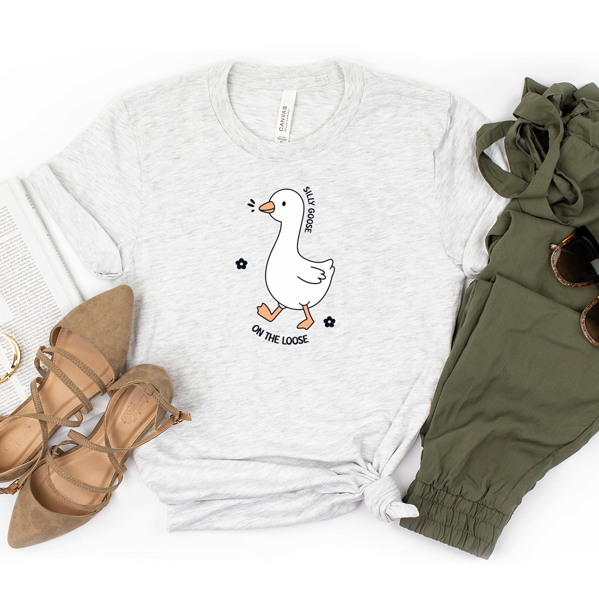 Silly Goose On The Loose (Flowers) - Bella+Canvas Tee