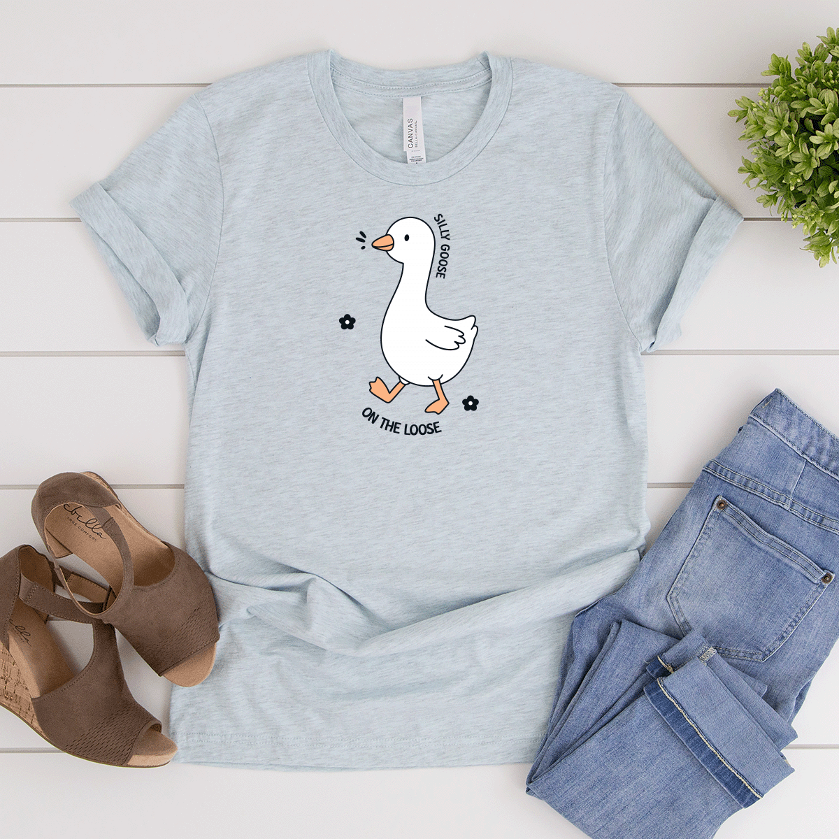 Silly Goose On The Loose (Flowers) - Bella+Canvas Tee