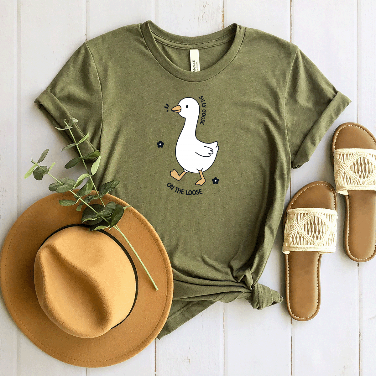 Silly Goose On The Loose (Flowers) - Bella+Canvas Tee