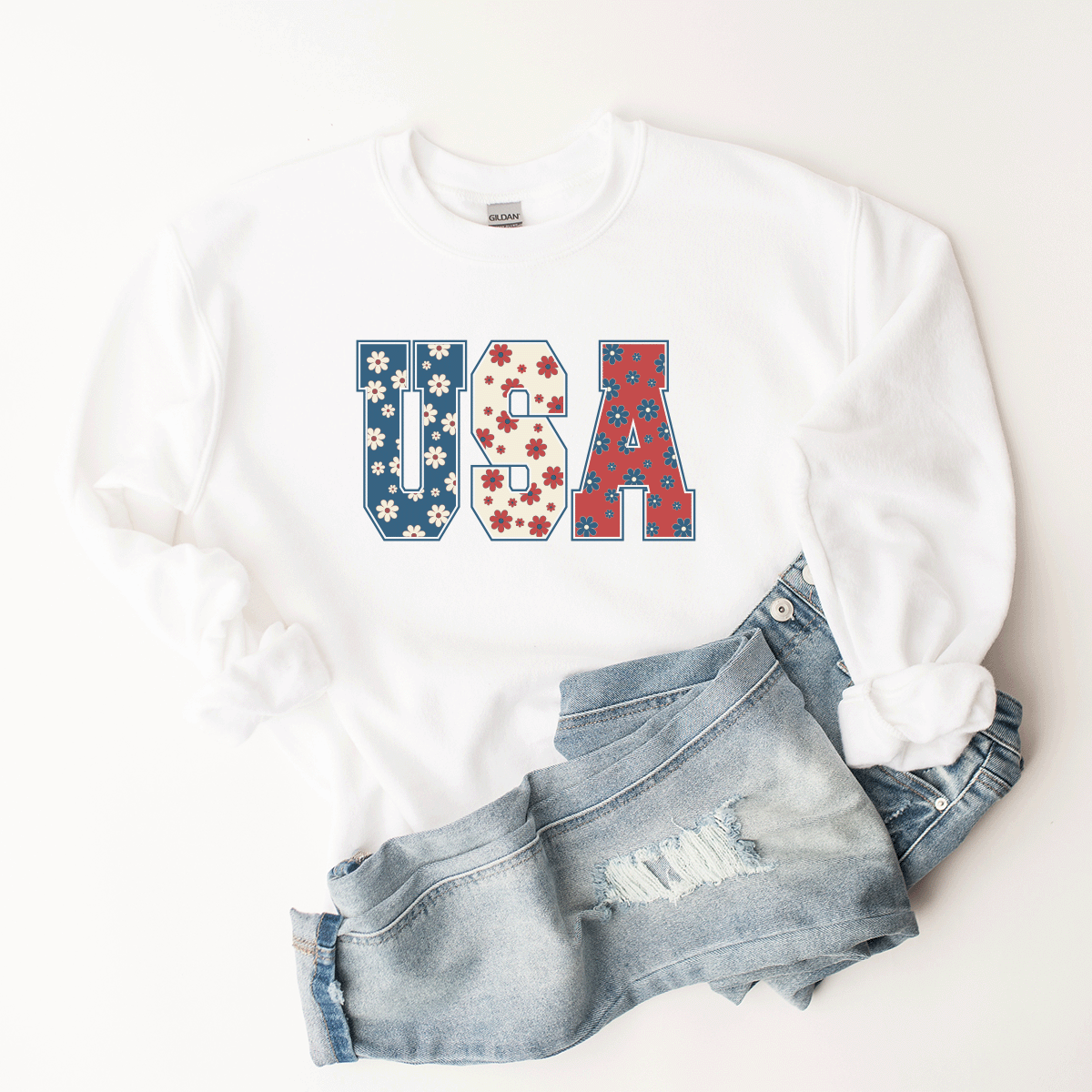 USA (Floral) - Sweatshirt